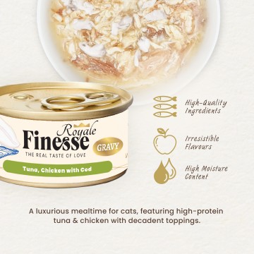 Finesse Royale Tuna & Chicken with Cod Gravy 85g (24 cans)